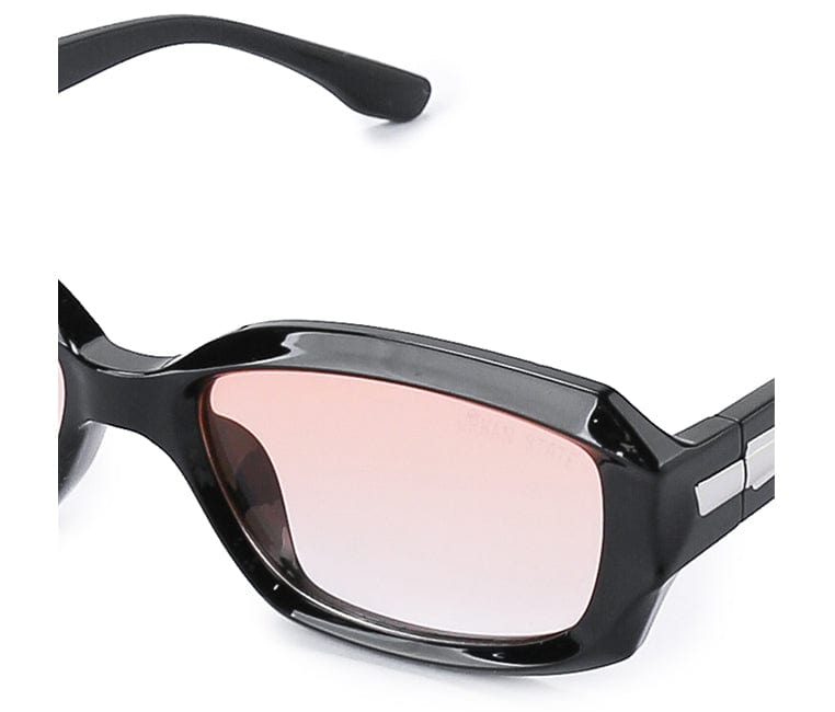 Plastic Frame Slim Rectangular Sunglasses - Brown Black