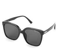 Plastic Frame Square Oversized Sunglasses - Black Black
