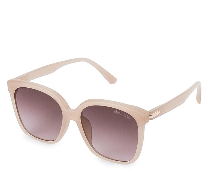 Plastic Frame Square Oversized Sunglasses - Brown Cream