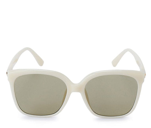 Plastic Frame Square Oversized Sunglasses - Yellow White