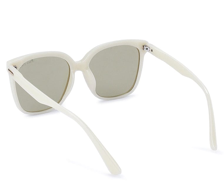 Plastic Frame Square Oversized Sunglasses - Yellow White
