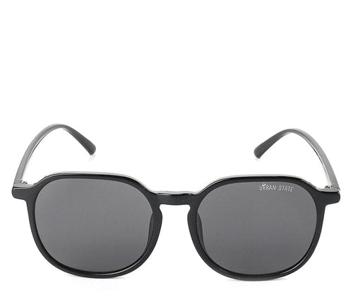 Plastic Frame Square Retro Sunglasses - Black Black
