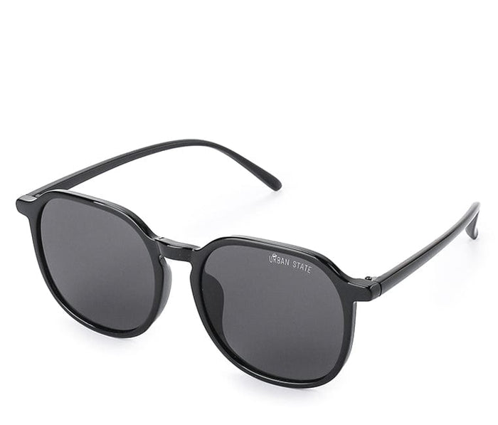 Plastic Frame Square Retro Sunglasses - Black Black