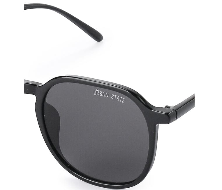 Plastic Frame Square Retro Sunglasses - Black Black