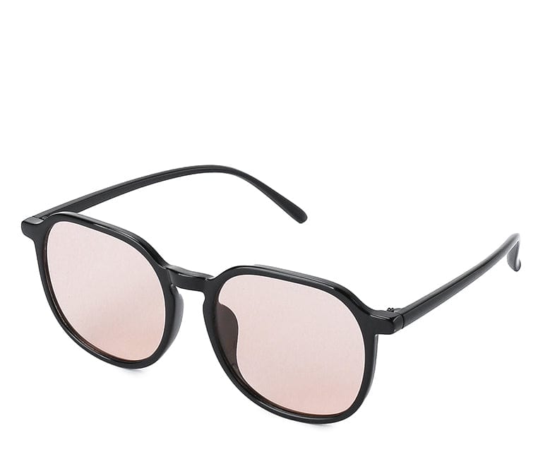 Plastic Frame Square Retro Sunglasses - Brown Black