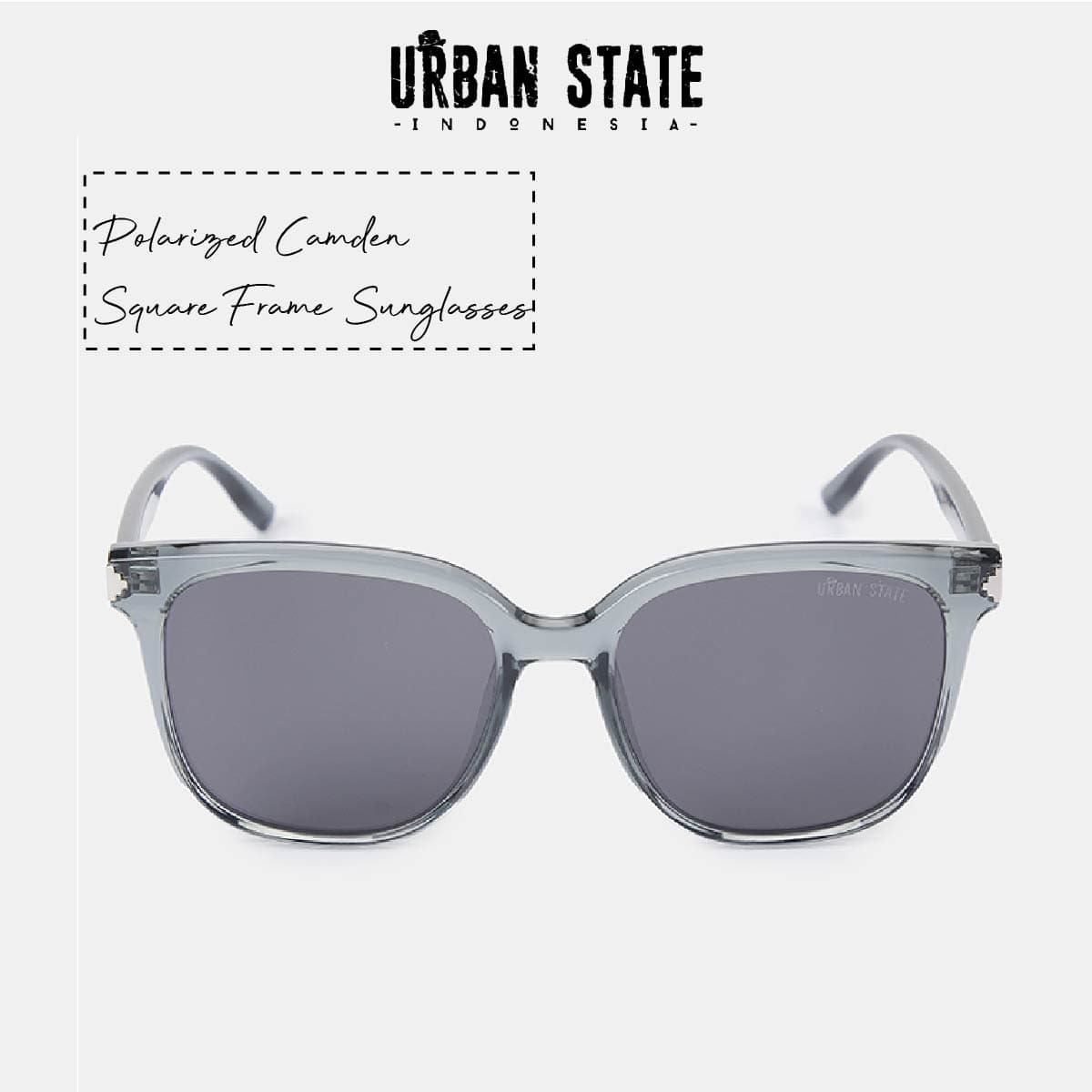 Polarized Camden Square Frame Sunglasses - Black Black