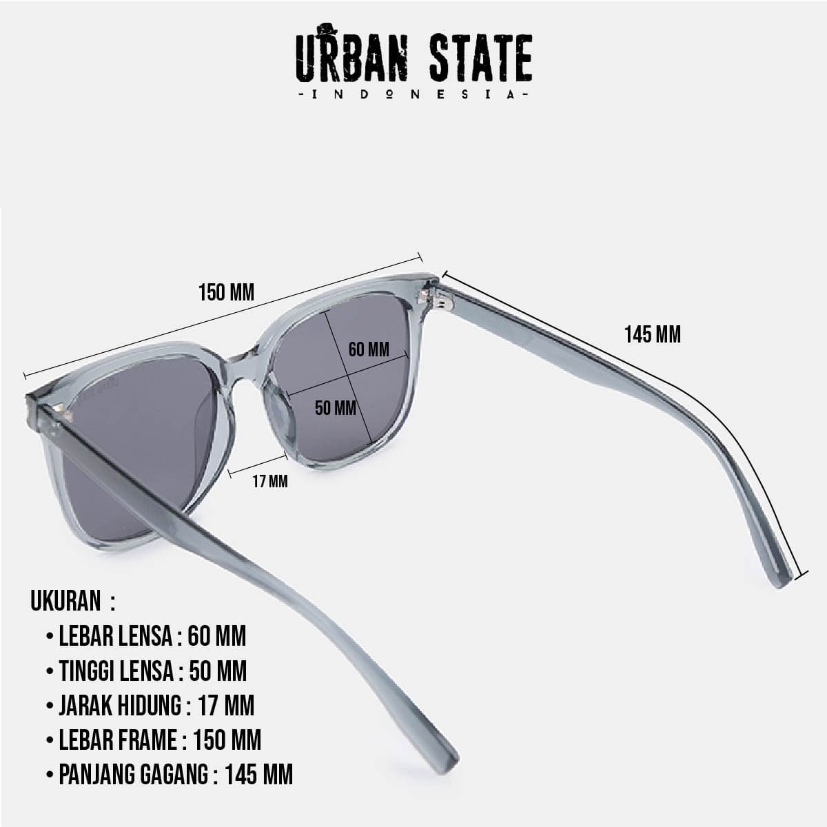 Polarized Camden Square Frame Sunglasses - Black Black