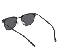 Polarized Half Frame Retro Sunglasses - Black Black