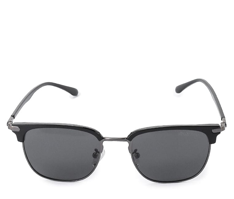 Polarized Half Frame Retro Sunglasses - Black Silver