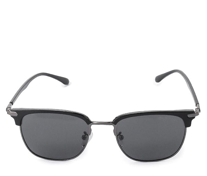 Polarized Half Frame Retro Sunglasses - Black Silver