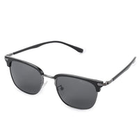 Polarized Half Frame Retro Sunglasses - Black Silver
