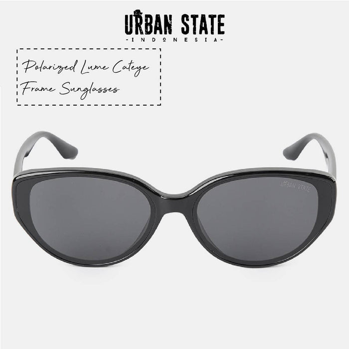 Polarized Lume Cateye Frame Sunglasses - Black Black