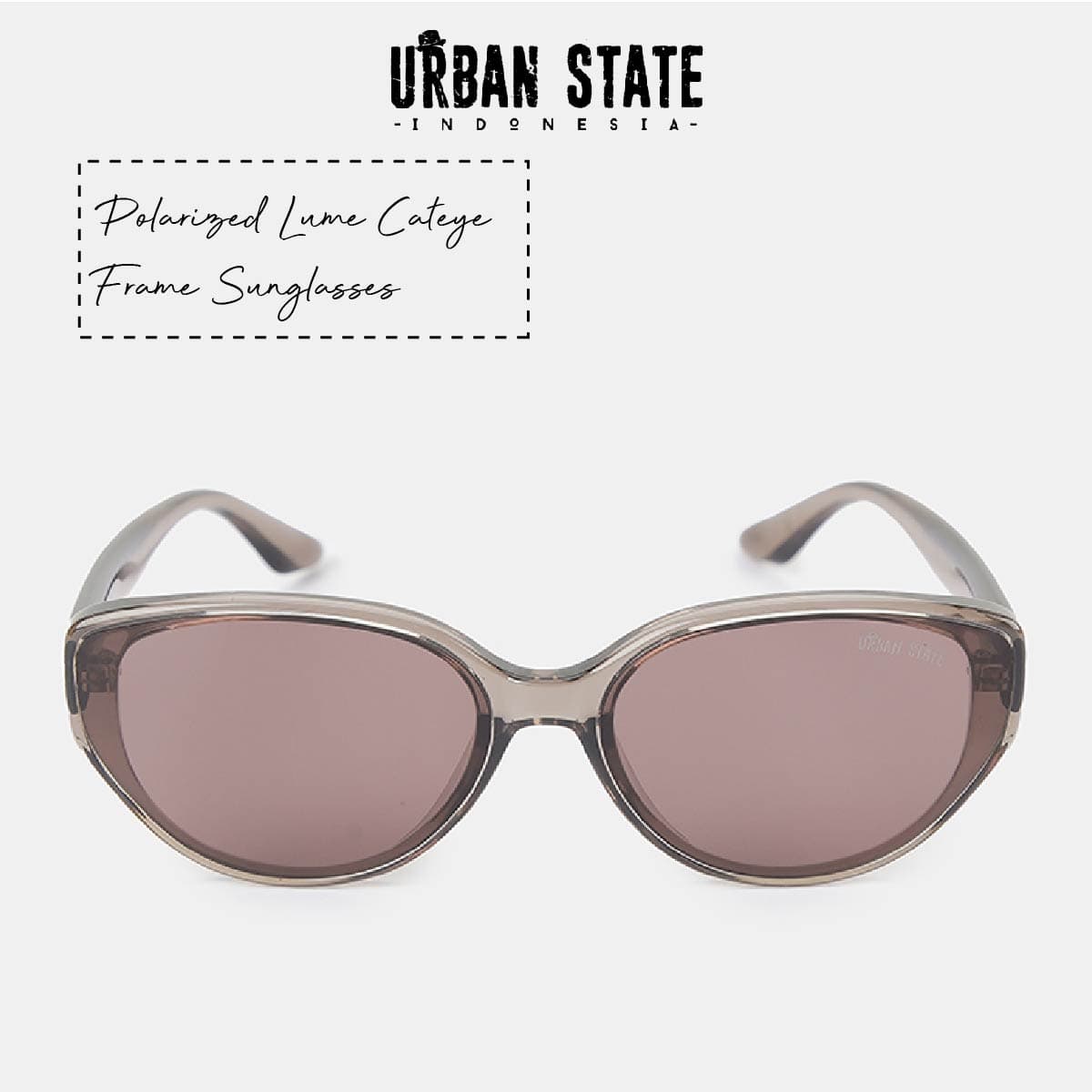 Polarized Lume Cateye Frame Sunglasses - Brown Clear