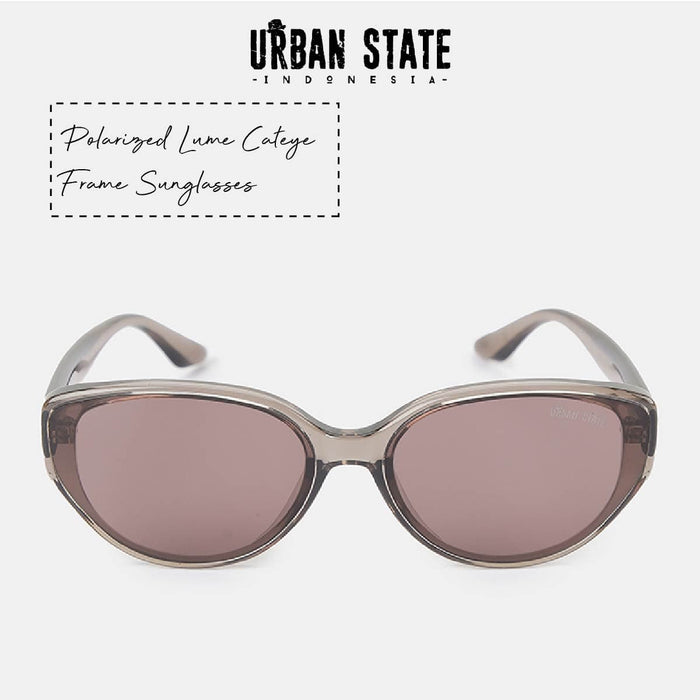 Polarized Lume Cateye Frame Sunglasses - Brown Clear