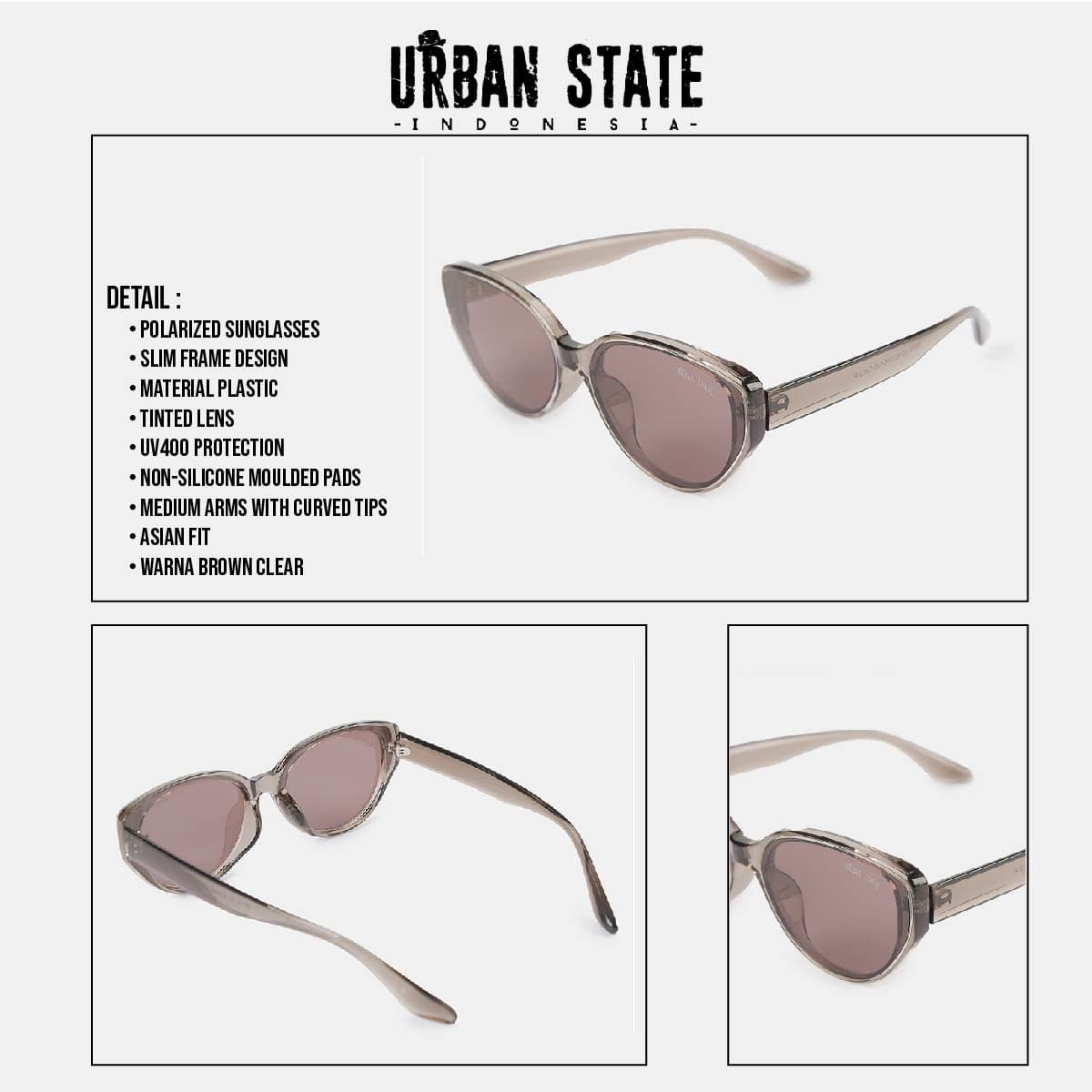 Polarized Lume Cateye Frame Sunglasses - Brown Clear