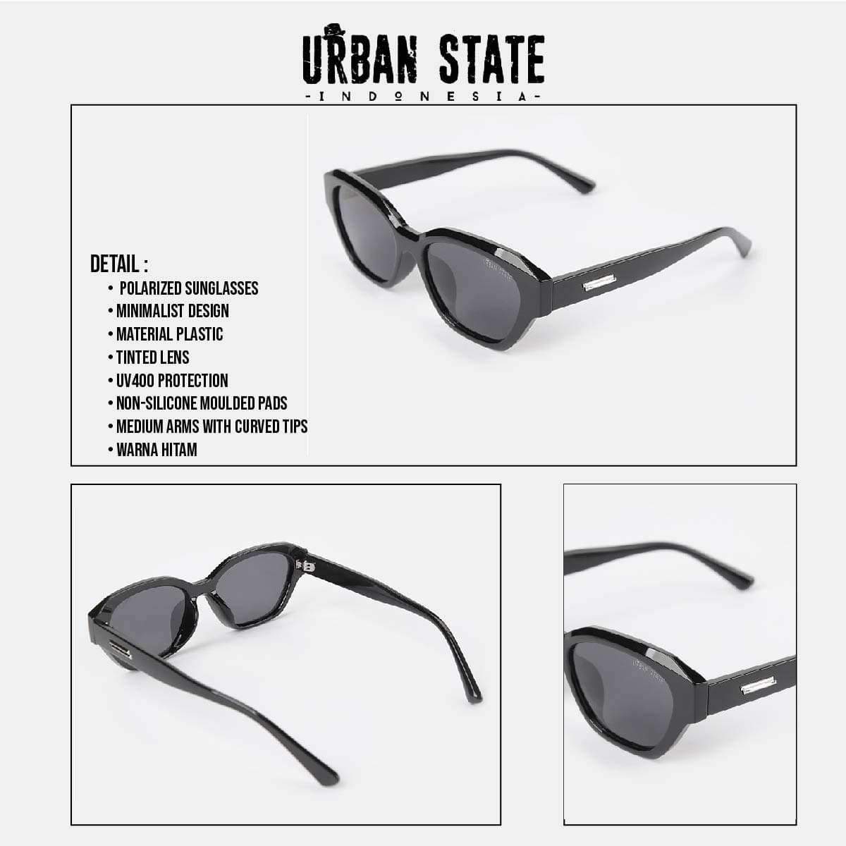 Polarized Nova Cateye Frame Sunglasses - Black Black