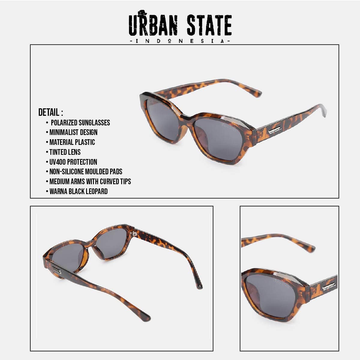 Polarized Nova Cateye Frame Sunglasses - Black Leopard