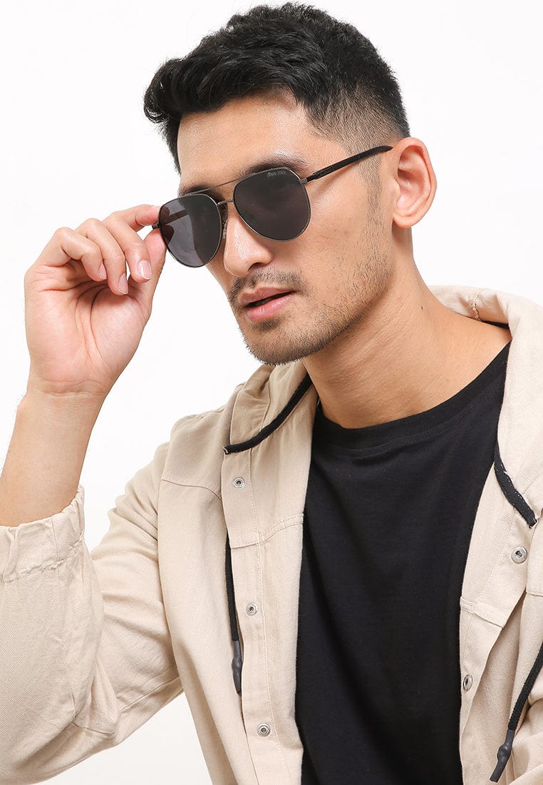 Polarized Pilot Oversized Aviator Sunglasses - Black Black