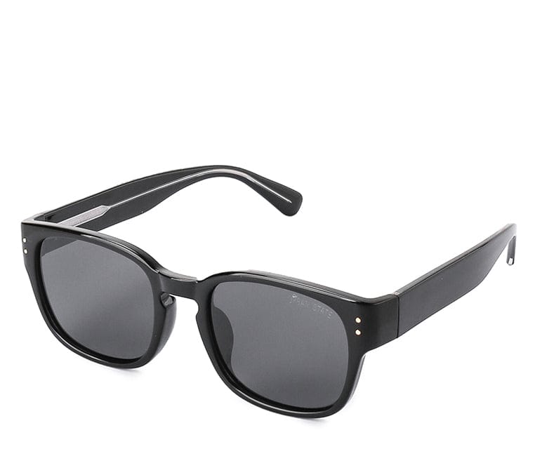 Polarized Plastic Frame Rectangular Retro Sunglasses - Black Black