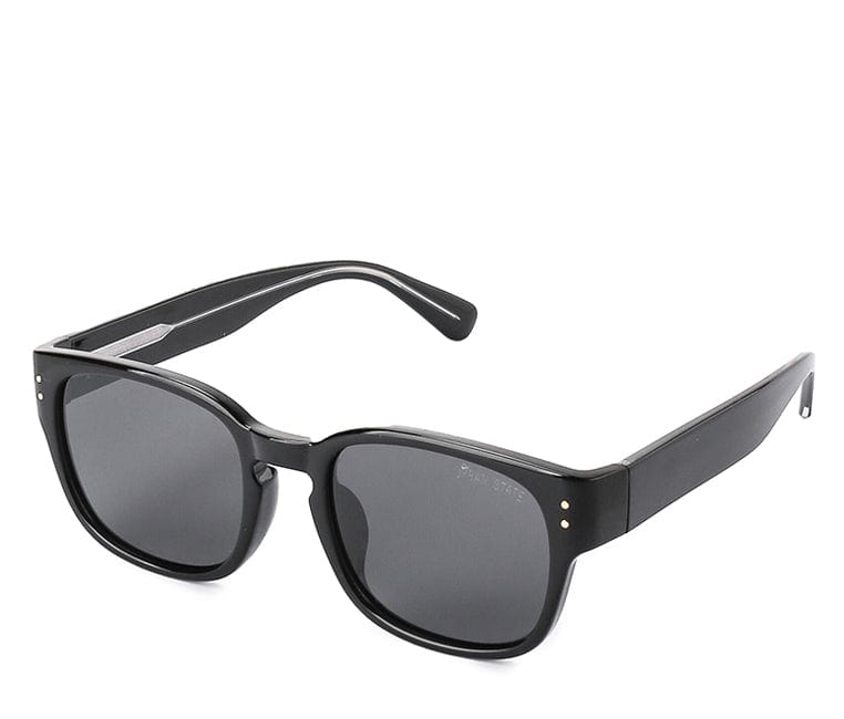 Polarized Plastic Frame Rectangular Retro Sunglasses Black Black