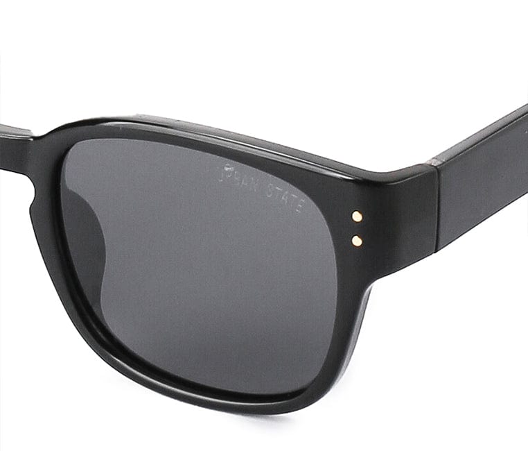 Polarized Plastic Frame Rectangular Retro Sunglasses - Black Black