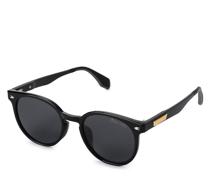 Polarized Plastic Frame Round Retro Sunglasses - Black Black
