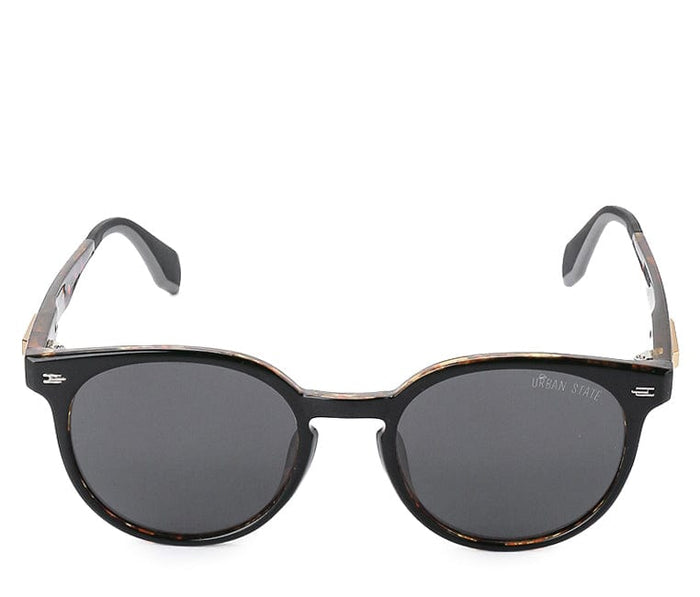 Polarized Plastic Frame Round Retro Sunglasses - Black Leopard