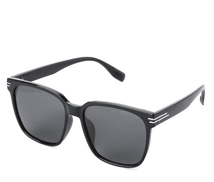Polarized Plastic Frame Square Oversized Sunglasses - Black Glossy