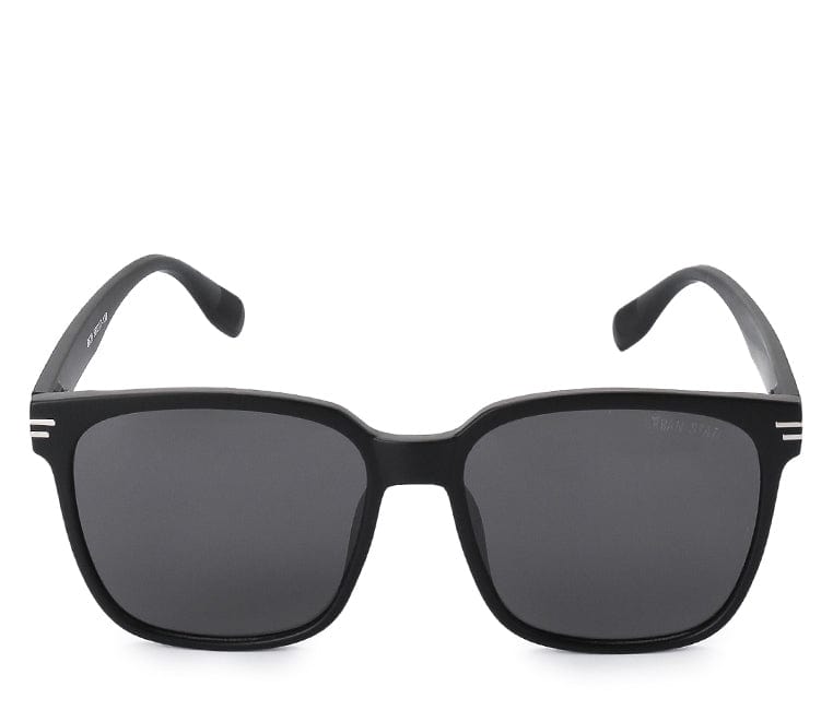 Polarized Plastic Frame Square Oversized Sunglasses - Black Matte