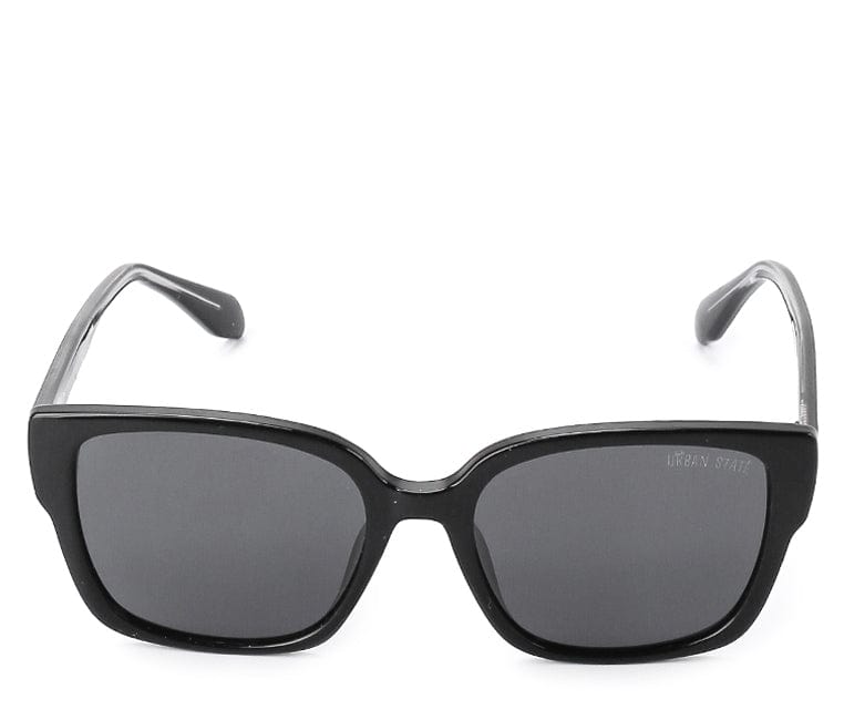 Polarized Plastic Frame Square Retro Sunglasses - Black Black