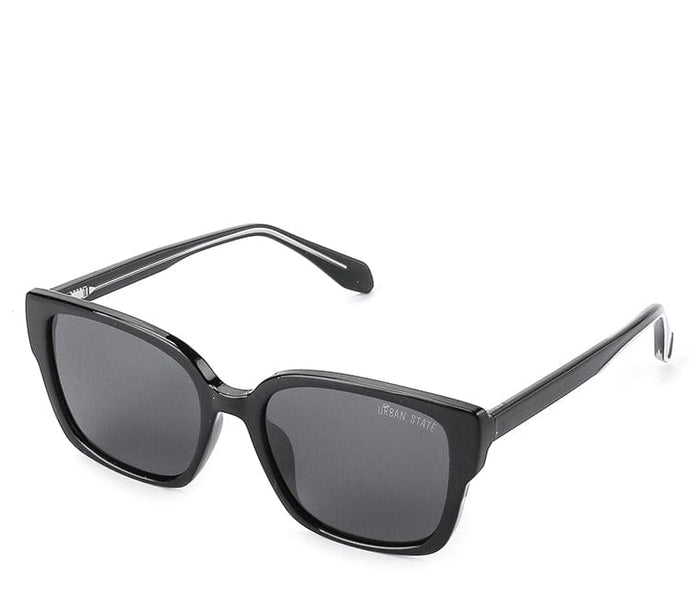 Polarized Plastic Frame Square Retro Sunglasses - Black Black