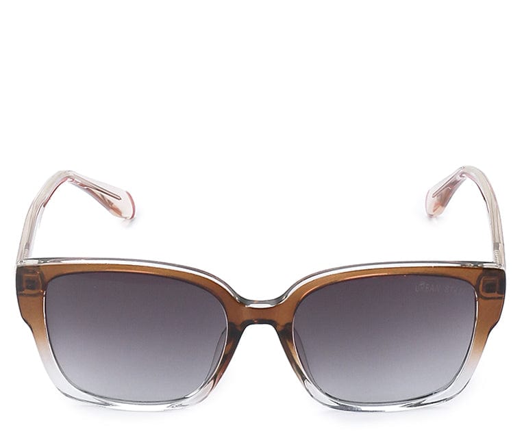 Polarized Plastic Frame Square Retro Sunglasses - Black Brown