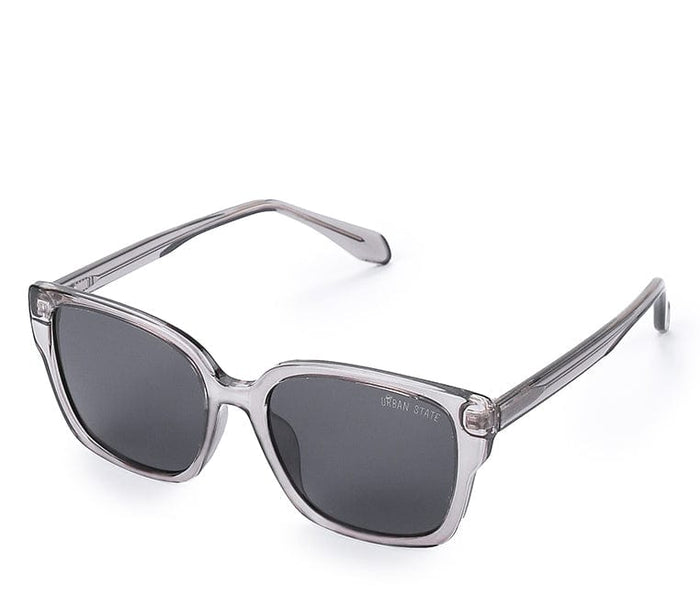 Polarized Plastic Frame Square Retro Sunglasses - Black Clear