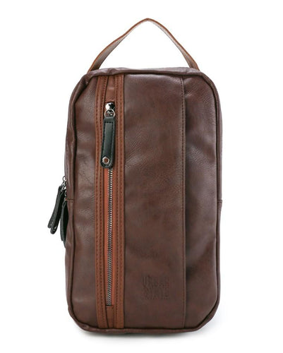 Pu Panel Small Slingbag - Dark Brown - Imperfect