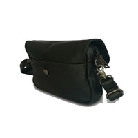 Distressed Leather Cityform Crossbody Pouch Bag - Black