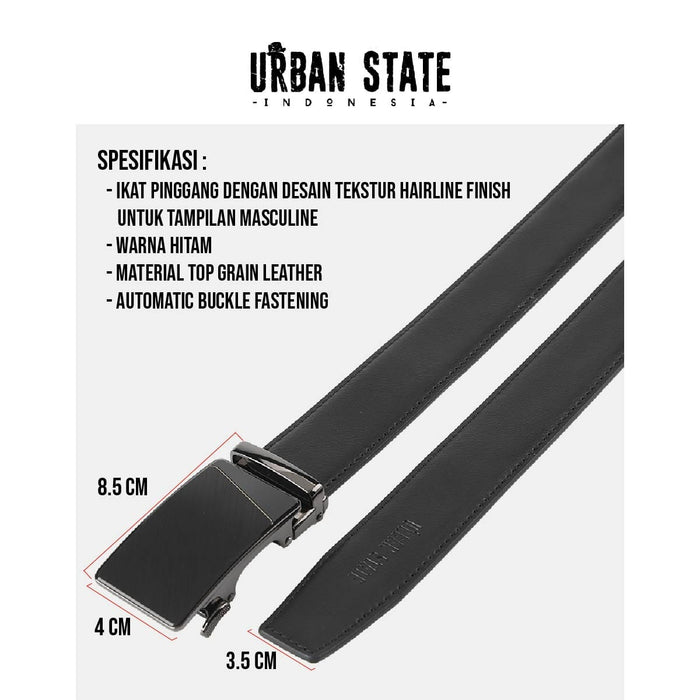 SlateLock Auto Top Grain Leather Belt - Black