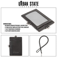 Slim Carry Leather Card Lanyard - Black