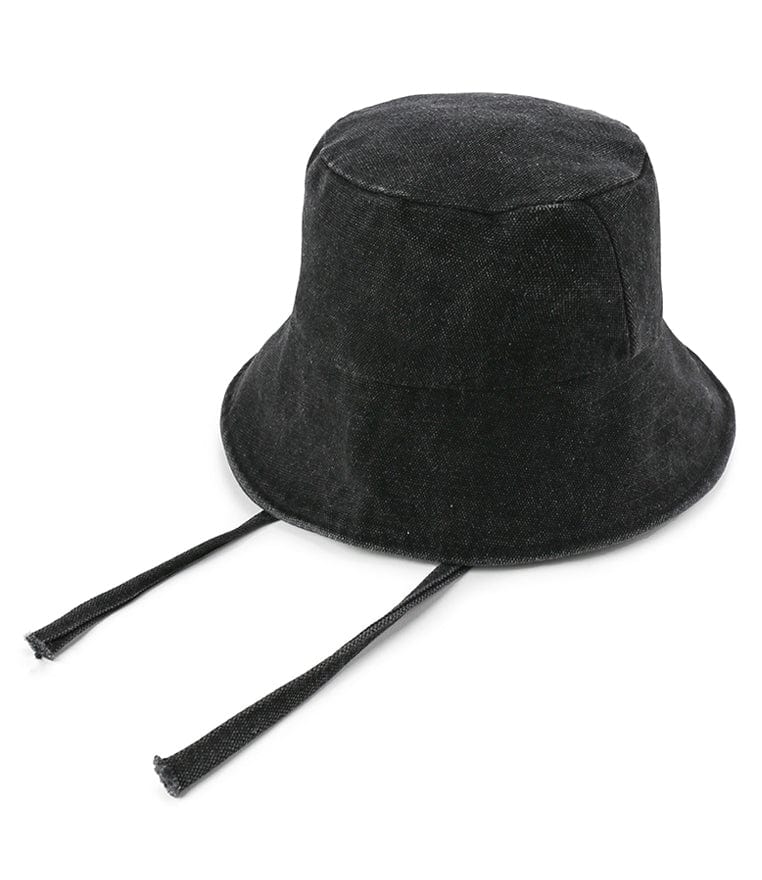 Tie-Back Canvas Bucket Hat - Black