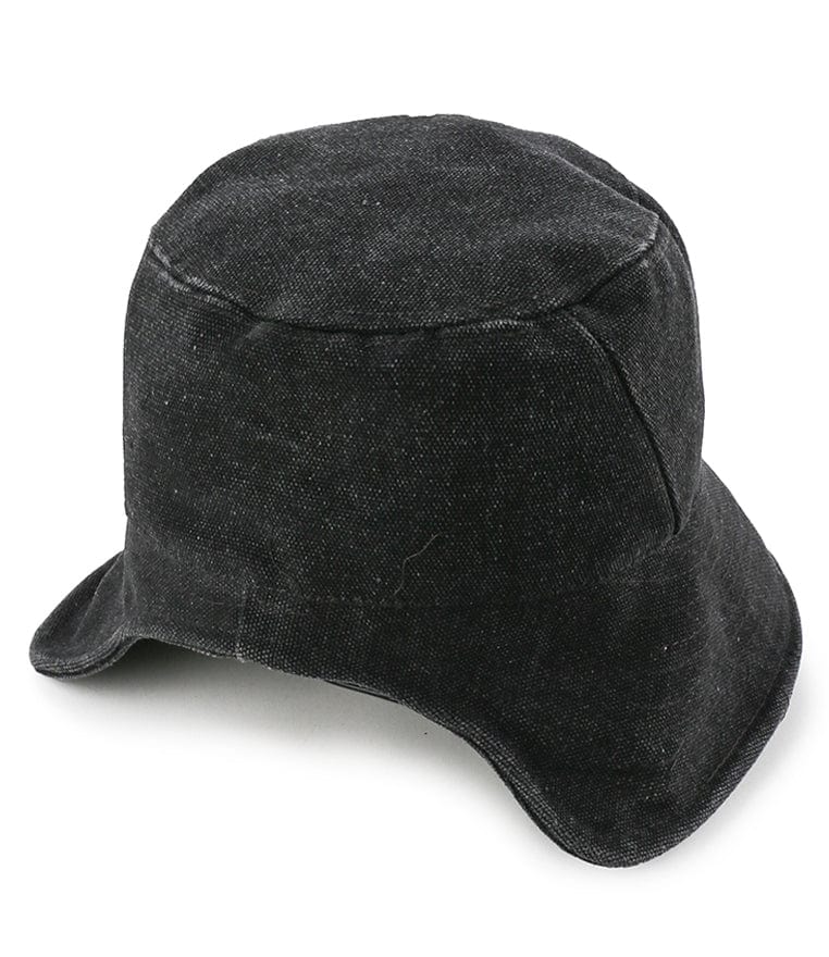 Tie-Back Canvas Bucket Hat - Black