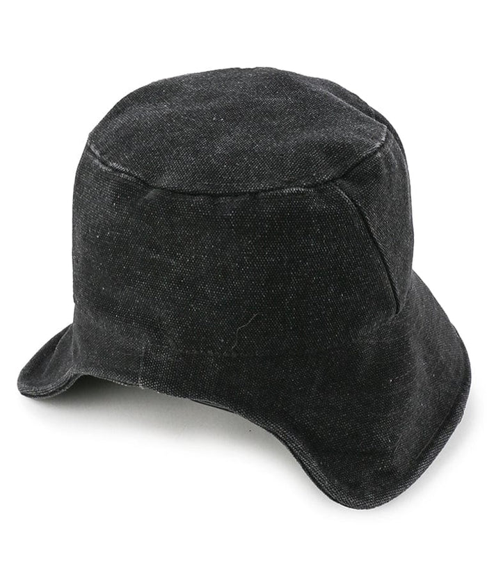 Tie-Back Canvas Bucket Hat - Black