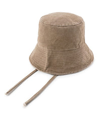 Tie-Back Canvas Bucket Hat - Brown