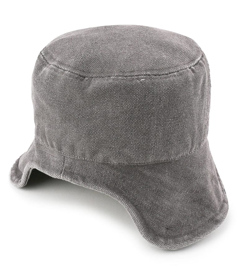 Tie-Back Canvas Bucket Hat - Grey