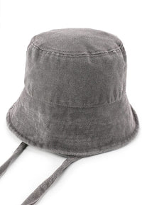 Tie-Back Canvas Bucket Hat - Grey