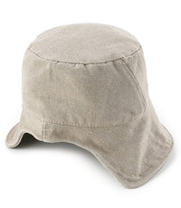Tie-Back Canvas Bucket Hat - Khaki