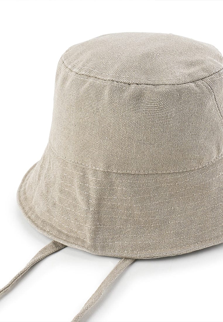 Tie-Back Canvas Bucket Hat - Khaki