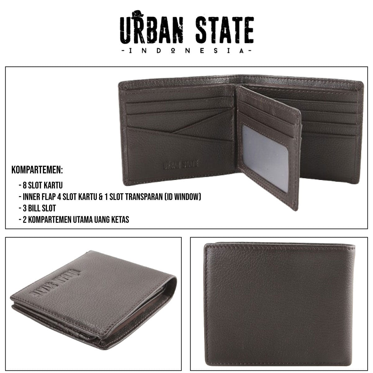 Urban Fold Leather Wallet - Brown