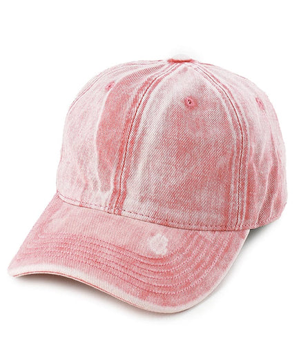 Vintage Canvas Baseball Cap - Pink White