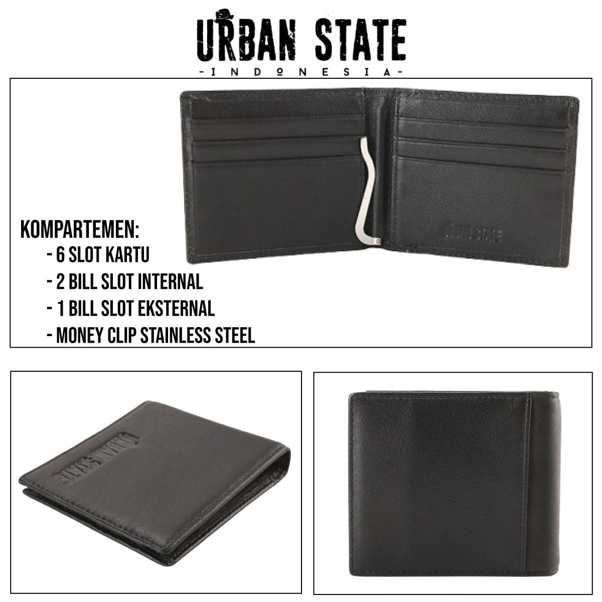 Weekend Fold Leather Wallet - Black