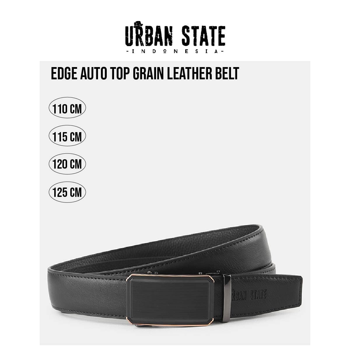 Edge Auto Top Grain Leather Belt - Black