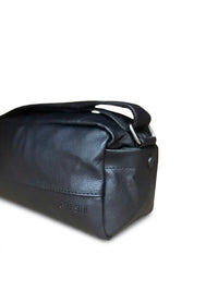 Distressed Leather Crossbody Pouch - Non-Detachable Strap - Black